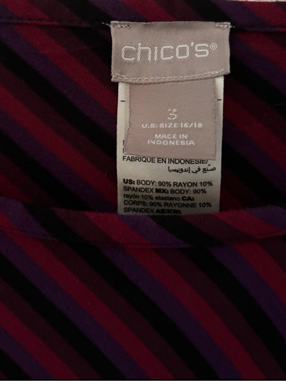 Chico's Striped Asymmetrical Striped Long Sleeve Dress (16/18-XL) - Picture 7 of 7
